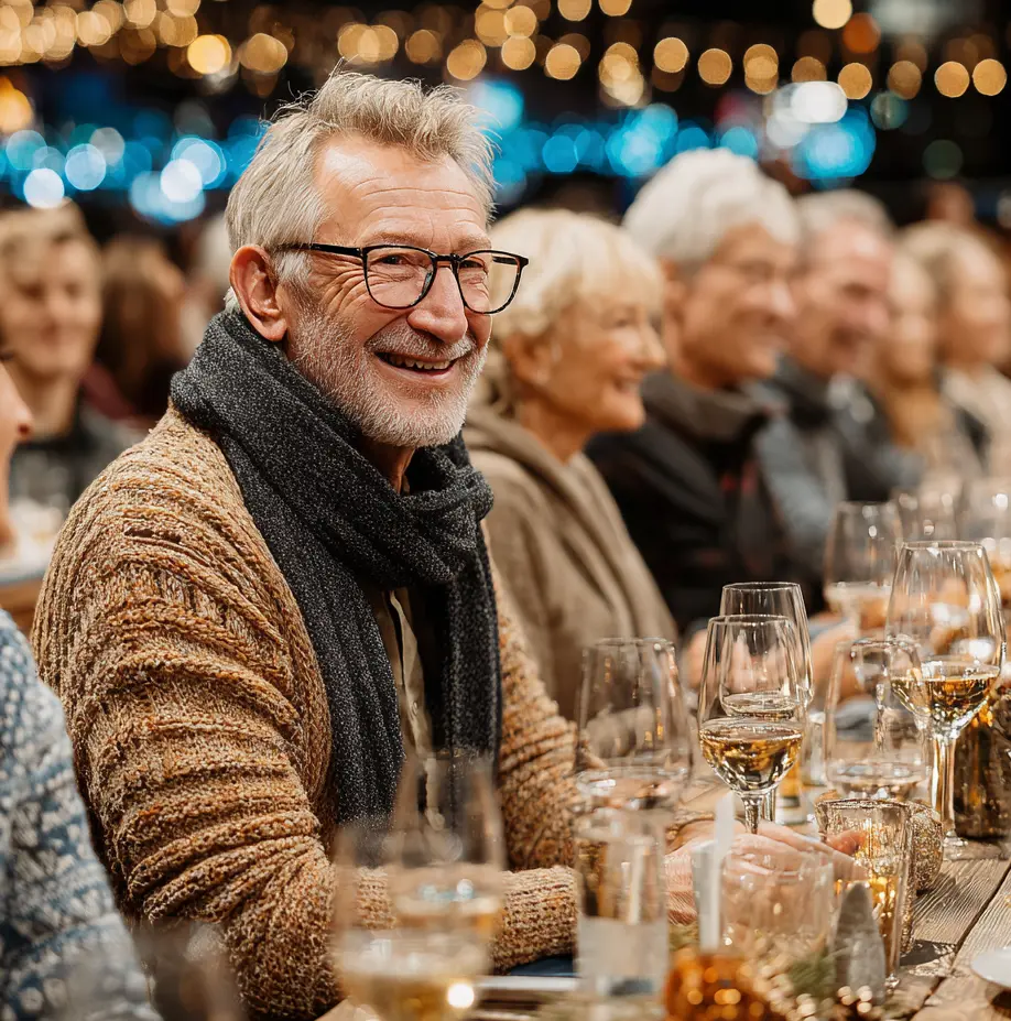 Menschen ab 60 in warmherziger Runde beim gemeinsamen Austausch
